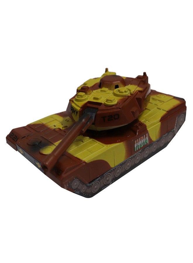 Shinsei Battle Tank T-20 Maintenance Free Pullback Spring Action Race Toy Gift for Boys 3+ Years. Strong ABS Plastic, NO Sharp Edges, BIS Certified. Pack of 1, Color Brown - Image 1
